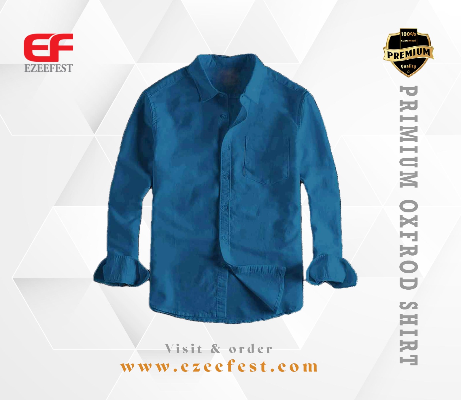 Men's Full Sleeve Oxford Cotton Shirt(navy blue)